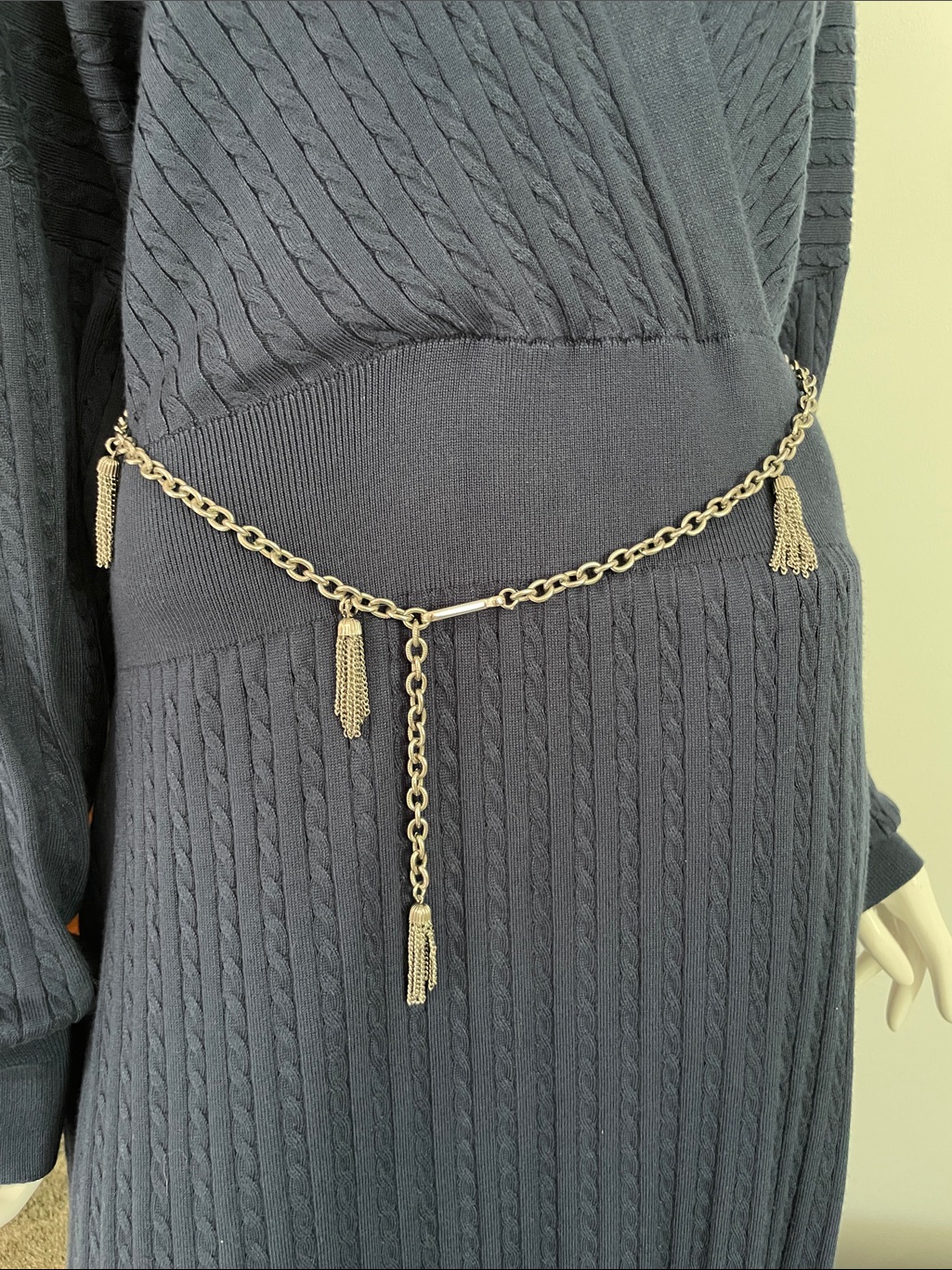 Vintage Silver Chain Tassel Waist Belt - Women's Accessory